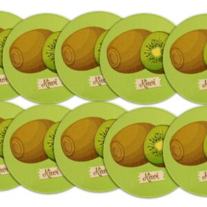 Novel Merk Kiwi Fruit Refrigerator Magnets, Small Circle Kiwifruit & Banner Design for Fridge, Gifts, Decor, Party Favors, & Prizes (10 Pack)