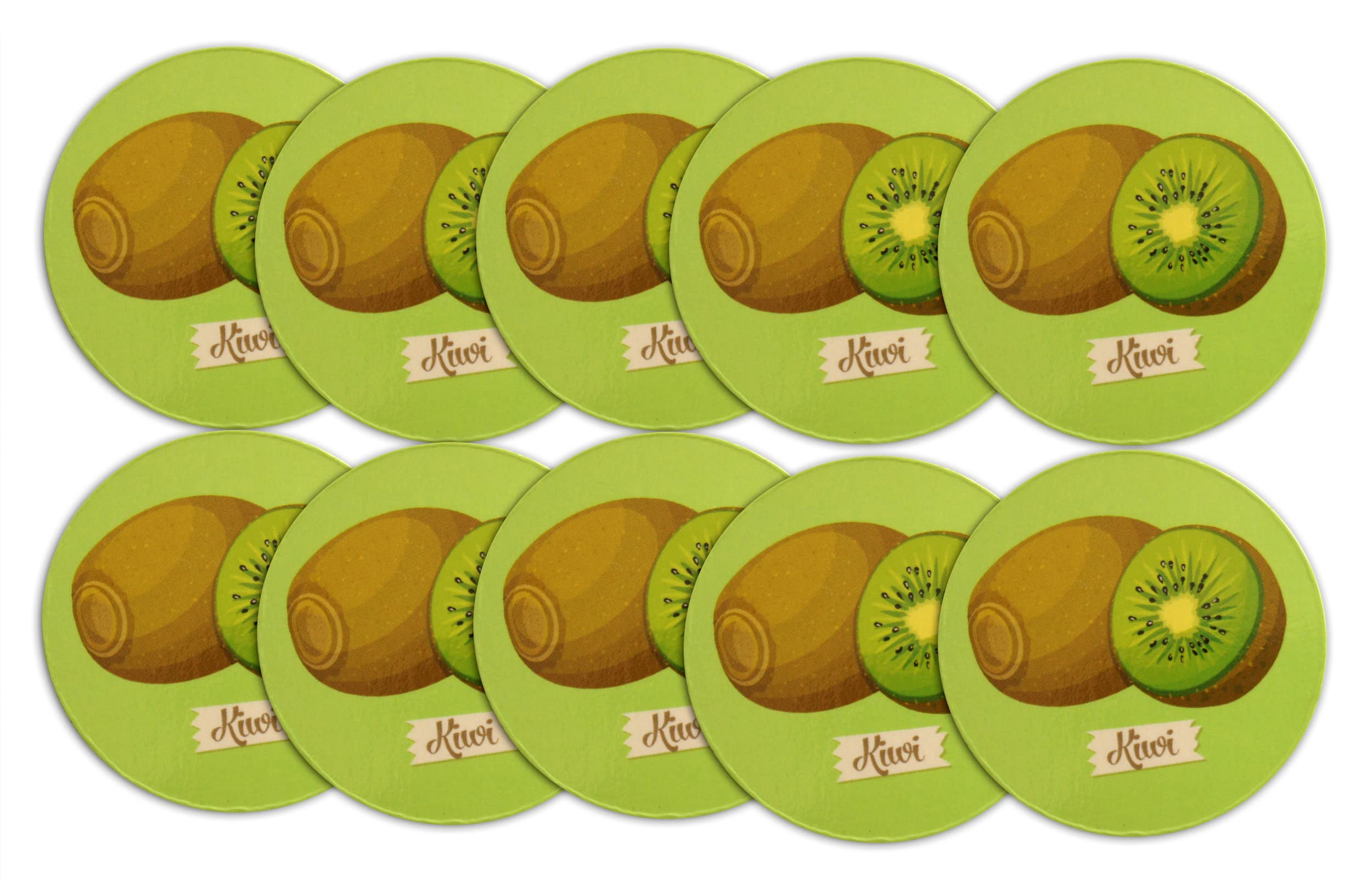 Novel Merk Kiwi Fruit Refrigerator Magnets, Small Circle Kiwifruit & Banner Design for Fridge, Gifts, Decor, Party Favors, & Prizes (10 Pack)