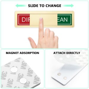 Dishwasher Magnet Clean Dirty Sign, Golden Universal Dish Washer Indicator Refrigerator Magnet, Super Strong Magnet with Back Glue for Kitchen Organization