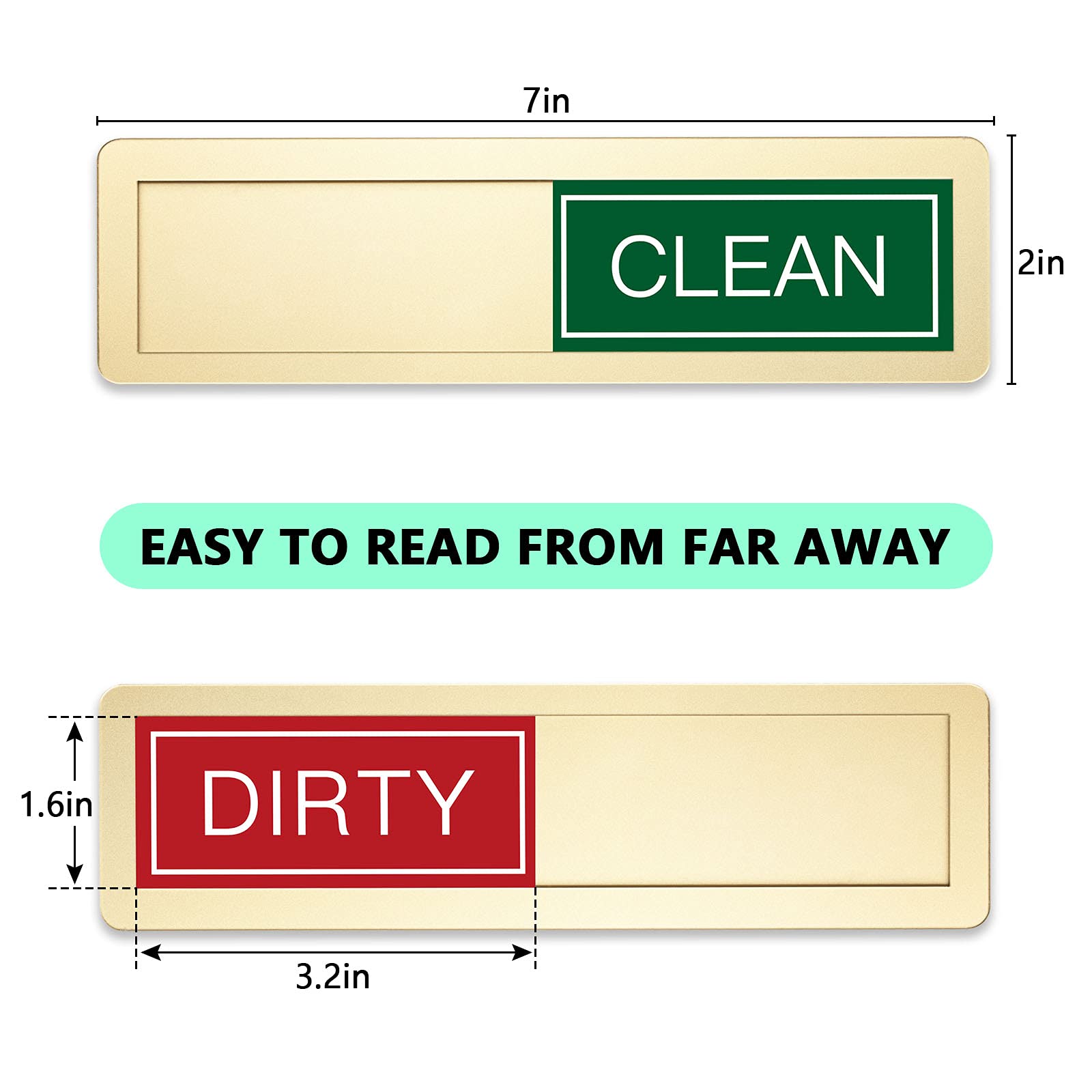 Dishwasher Magnet Clean Dirty Sign, Golden Universal Dish Washer Indicator Refrigerator Magnet, Super Strong Magnet with Back Glue for Kitchen Organization