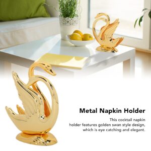 Gold Napkin Holder, Rustproof Metal Swan Napkin Holder, Elegant Golden Modern Table Serviette Holder, Durable Tissue Dispenser Stand for Home, Restaurant, Kitchen, Bar, Hotel