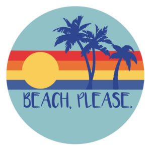 beach please cute tropical magnet, magnetic decals for cars, mailbox, locker, classroom, or fridge, 5.5 inches