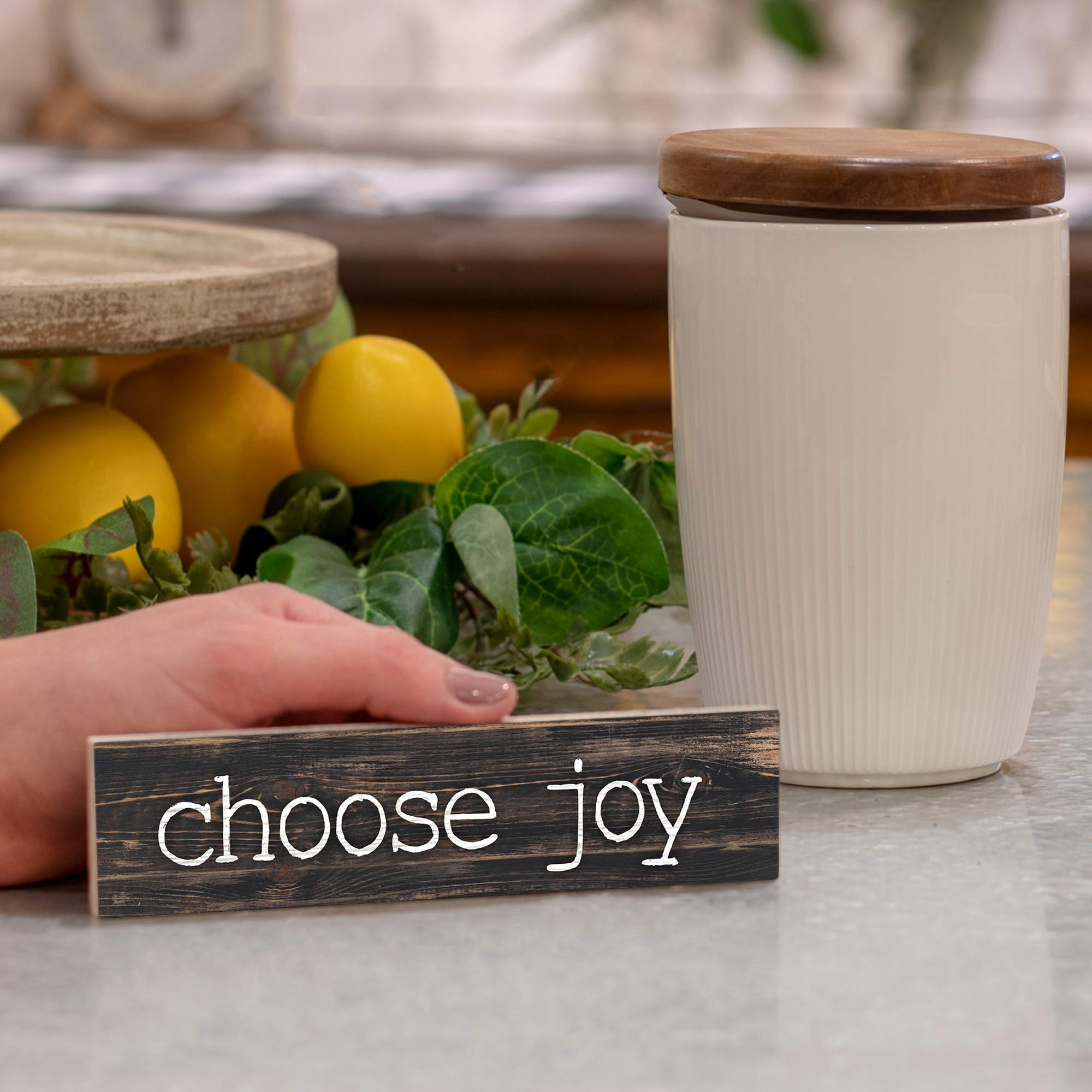 P. Graham Dunn Choose Joy Typewriter Design Distressed 6 x 1.5 Mini Pine Wood Tabletop Sign Plaque