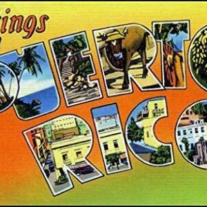 MAGNET 3x5 inch Vintage Greetings from PUERTO RICO Sticker (Old Postcard Art Logo pr) Magnetic vinyl bumper sticker sticks to any metal fridge, car, signs