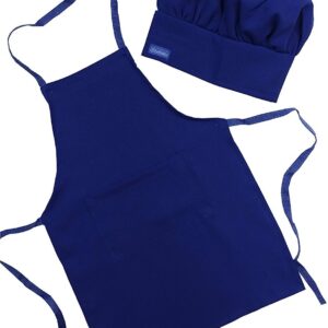 Chefskin Adult Set Apron + Hat Royal Blue, Ultra Lightweight Comfortable