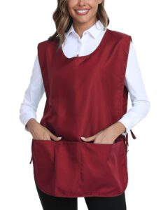 xeoxarel unisex cobbler apron with 3 pockets vest, universal apron for women or men wine red