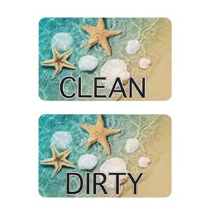 qilmy sea beach starfish clean dirty dishwasher magnet waterproof dish washer refrigerator magnet sign, 2pcs