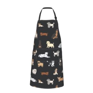 cute dog grooming apron waterproof animals pet grooming apron with 2 pockets & adjustable neck chef aprons bibs for kitchen cooking baking painting gardening