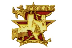 texas magnet, the lone star state, wood carved, souvenir magnets for fridge, 3 inches
