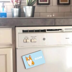 YouFangworkshop Funny Cute Animal Dog Butt Clean Dirty Dishwasher Magnet, Double Sided Strong Kitchen Flip Indicator, Blue and Gray Reversible Dish Washer Sign