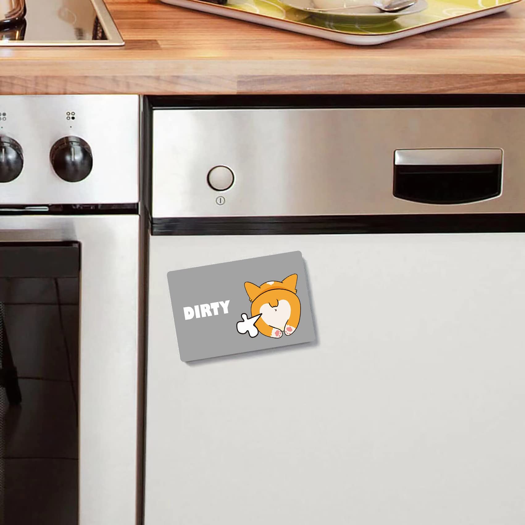 YouFangworkshop Funny Cute Animal Dog Butt Clean Dirty Dishwasher Magnet, Double Sided Strong Kitchen Flip Indicator, Blue and Gray Reversible Dish Washer Sign