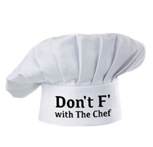 hyzrz funny chef hat - don't f with the chef - adjustable kitchen cooking hat for men & women (white)