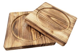 square wood underliner/trivet for cast iron/hot dish (6.25" x 6.25") sunrise kitchen supply - pack of 2
