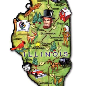 Illinois Artwood State Magnet Collectible Souvenir by Classic Magnets