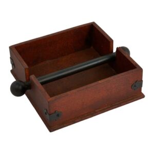 square wood napkin holder with metal bar