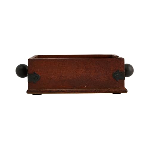 Square Wood Napkin Holder with Metal Bar