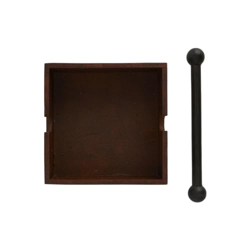 Square Wood Napkin Holder with Metal Bar