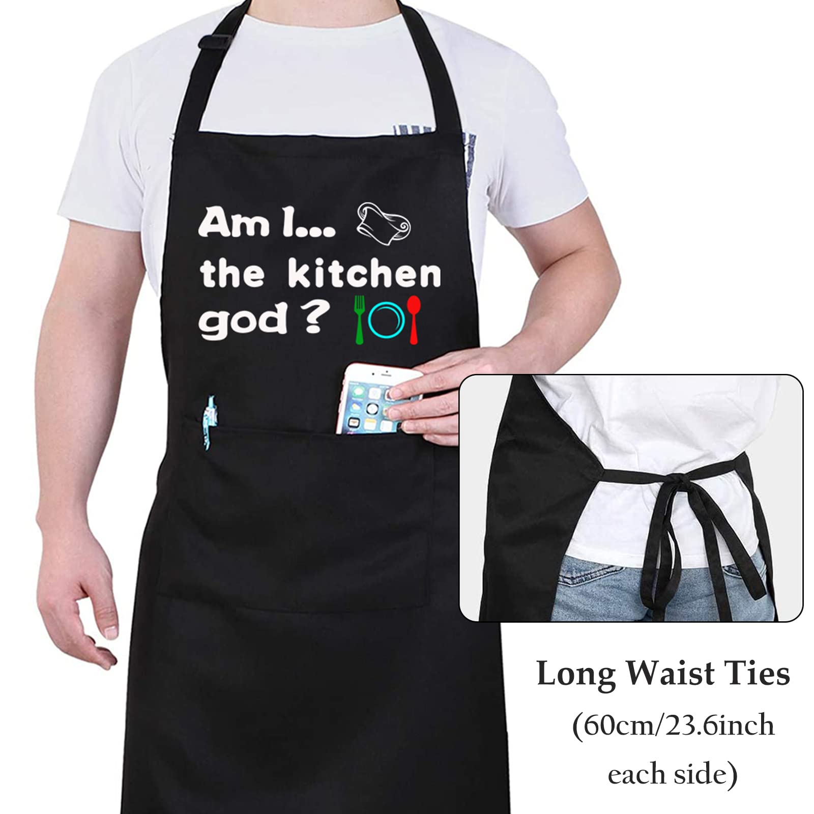 boshiho Aprons for Men Women With Pockets, Grilling BBQ Chef ApronsThanksgiving,Christmas,Birthday Cooking Gifts for Dad, Husband,Brother, Boyfriend,Mom