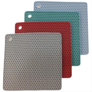 nstezrne trivets for hot dishes, silicone trivet mat hot pads for kitchen, silicone trivets for hot pots and pans, pot holders for kitchen, heat resistant mats for countertop set 4 mixing color