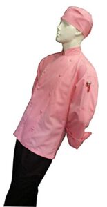 chefskin pink chef jacket coat cool soft twill fabric beautiful + hat (xl-54 in.chest)