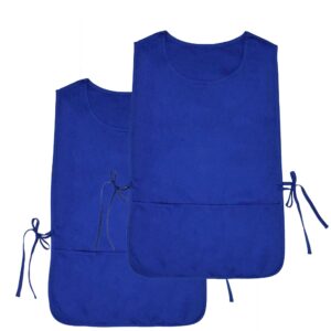 Nanxson Unisex Cobbler Apron with 2 Deep Pockets, 2 Pack Smock with Side Ties for work kitchen CF3137 (blue, One Size)