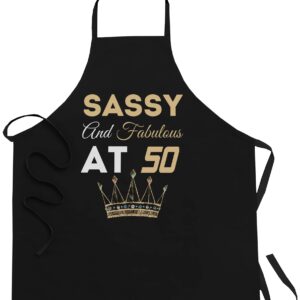 Sassy Fabulous 50 Years 50th Birthday Since 1971 1972 Aprons Black - 1Size fits all Men Women Apron Kitchen