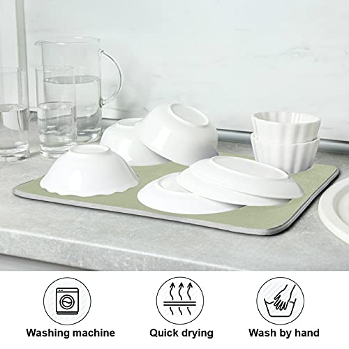 Sage Green Solid Color Dish Drying Mat 16x18in, Microfiber Dish Drying Rack Pads Dish Drainer Mats Washable Heat-Resistant