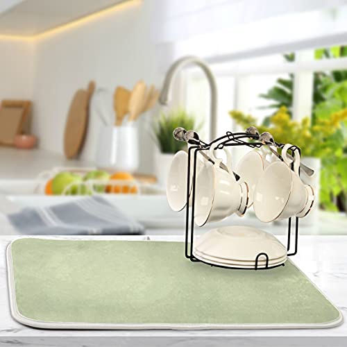 Sage Green Solid Color Dish Drying Mat 16x18in, Microfiber Dish Drying Rack Pads Dish Drainer Mats Washable Heat-Resistant