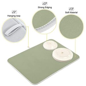 Sage Green Solid Color Dish Drying Mat 16x18in, Microfiber Dish Drying Rack Pads Dish Drainer Mats Washable Heat-Resistant