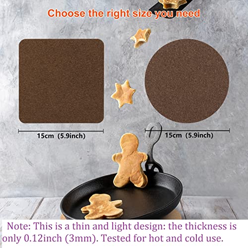 HECHZSO 6 Pcs Cork Potholder Trivets 2 Color and Double-Sided Available, for Kitchen, Dining Table, Pots and Pans, Plants, Craft Tea Insulation Pads (1, 6 inches Square)