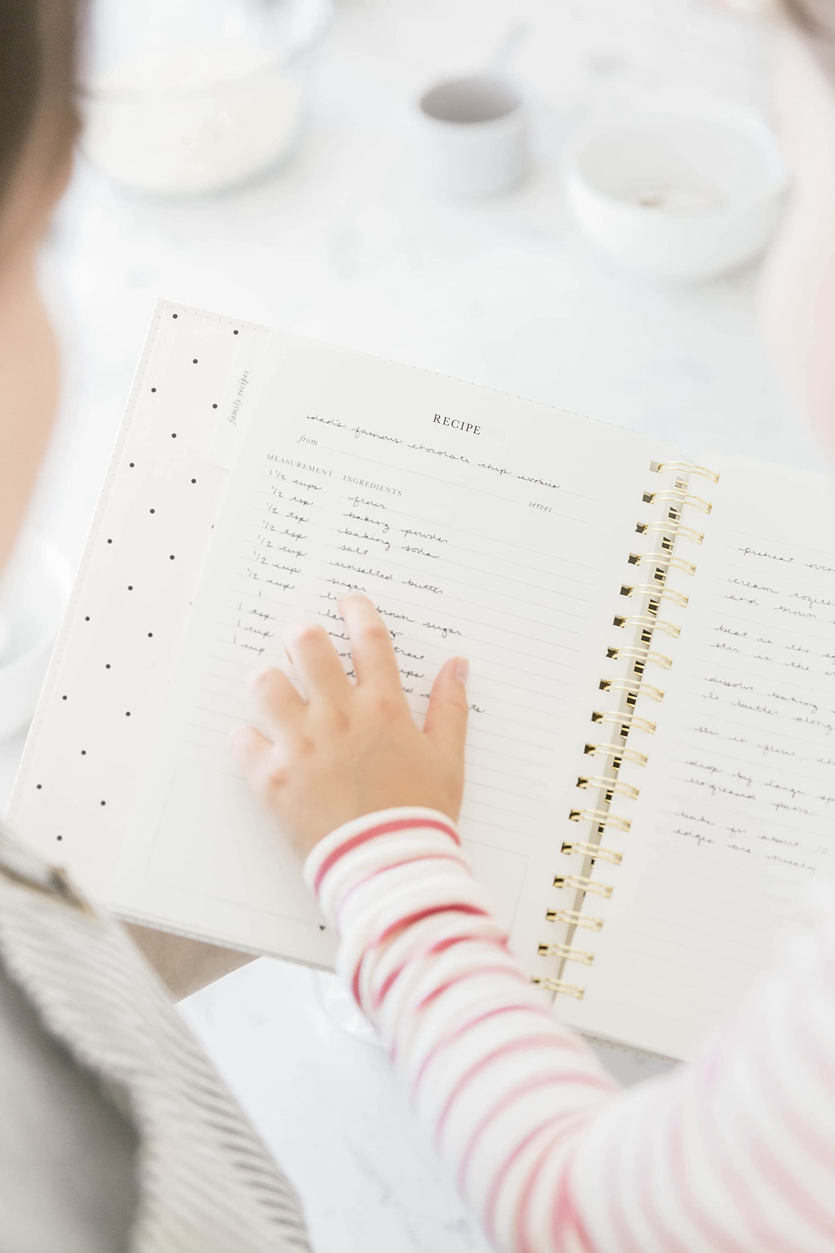 Sugar Paper Cream & Black Swiss Dot Recipe Book with Page Dividers and Guided Pages To Record and Organize Your Favorite Recipes