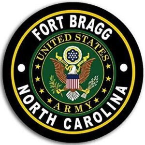 Magnet 4x4 inch Round Fort Bragg Army Base Sticker (Logo Insignia Emblem nc) Magnetic Magnet Vinyl Sticker