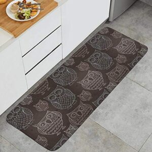 black doodle owls kitchen floor mat dry fast rug doormats outdoor indoor printted floormat