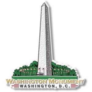 washington monument magnet by classic magnets, washington d.c. series, collectible souvenirs made in the usa, 3.8" x 4.2"