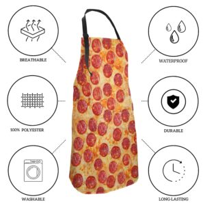 Lyiukz Funny Pepperoni Pizza Apron for Men Women Waterproof With 2 Pockets Adjustable Aprons Home Kitchen Cooking (33x28 inch)