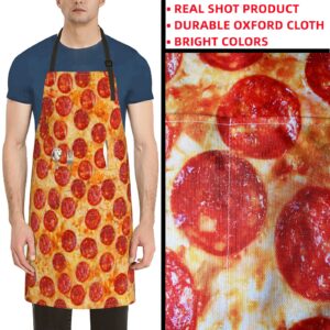 Lyiukz Funny Pepperoni Pizza Apron for Men Women Waterproof With 2 Pockets Adjustable Aprons Home Kitchen Cooking (33x28 inch)