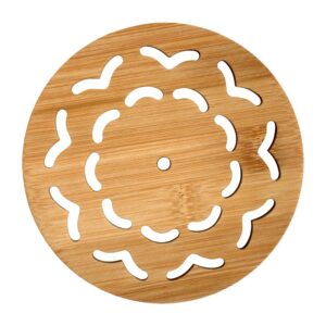 ALFEEL 4 Piece Bamboo Trivet - Home Kitchen Multifunction Bamboo Heat Resistant Pads Trivet, Round Multi-Size Placemat Coaster for Hot Dishes/Pot/Bowl/Cup/Mup/Teapot/Hot Pot Holders (4 Piece)