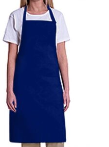 mhf aprons bib aprons 1 piece pack-2 waist pockets- new spun poly-commercial restaurant kitchen-(royal blue)