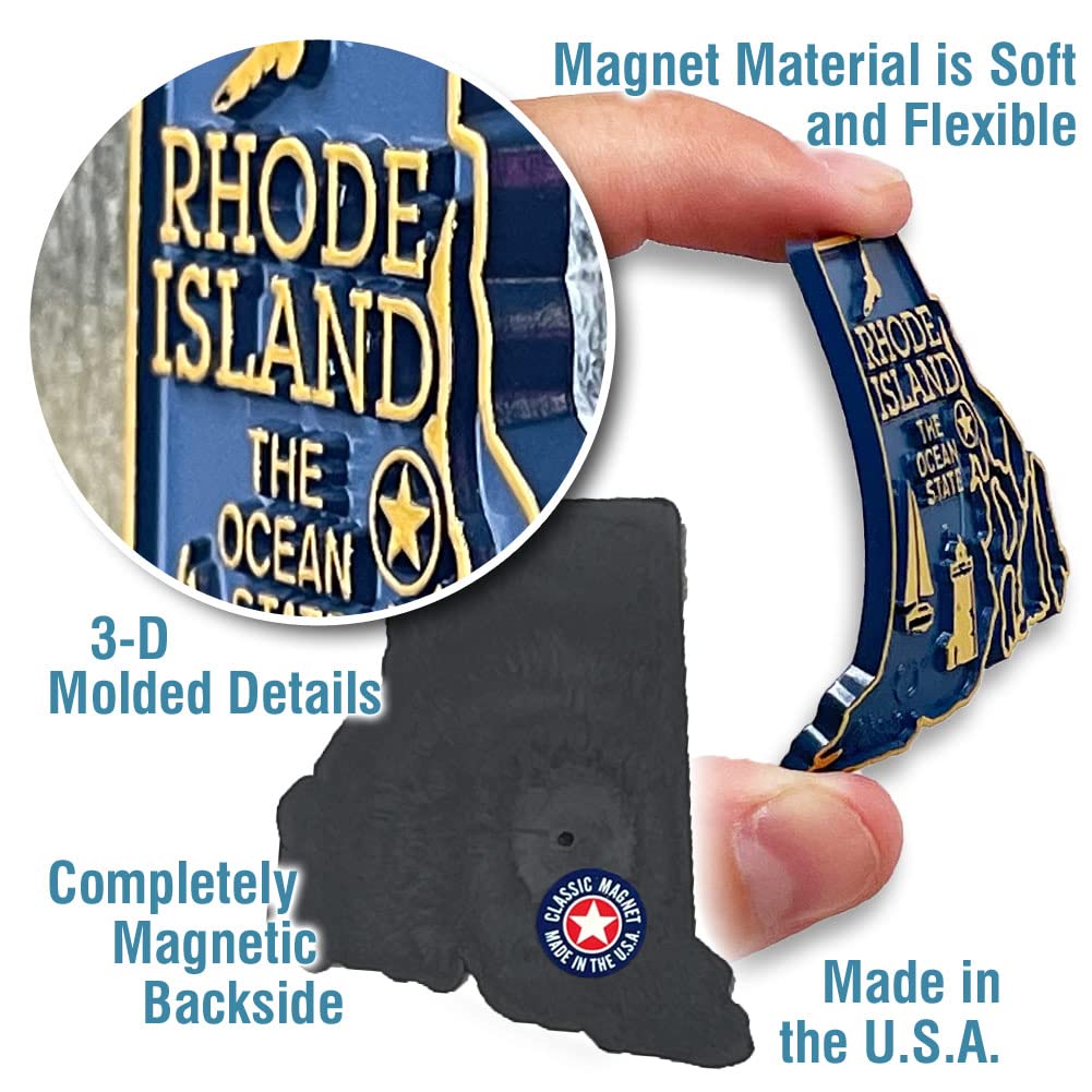 Rhode Island Small State Magnet by Classic Magnets, 1.9" x 2.2", Collectible Souvenirs Made in The USA