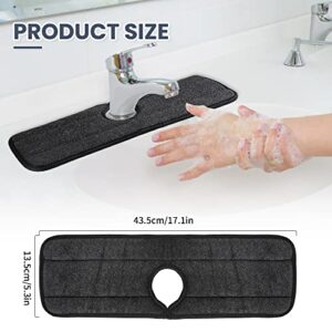 Kitchen Sink Faucet Absorbent Mat,Faucet Splash Catcher Wrapround Sink Splash Guard,Microfiber Cloth Dish Drying mat,Water Drip Catcher,Sink Protectors for Kitchen Counter,Bathroom,RV (2 Pack, Black)