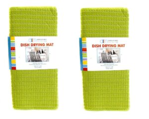 american mills 2 pack embossed ultra absorbent kitchen microfiber dish drying mat (green)