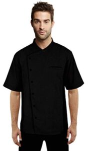 short sleeves side mesh vented chef coat jacket uniform unisex for food service, caterers, bakers and culinary professional (black, small)