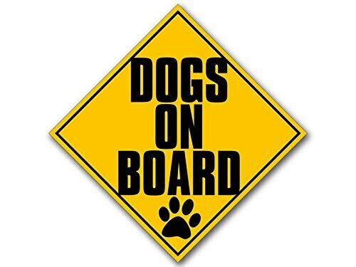 MAGNET 5x5 inch Plural DOGS On Board Caution Sign Shaped Sticker (car safety safe) Magnetic vinyl bumper sticker sticks to any metal fridge, car, signs