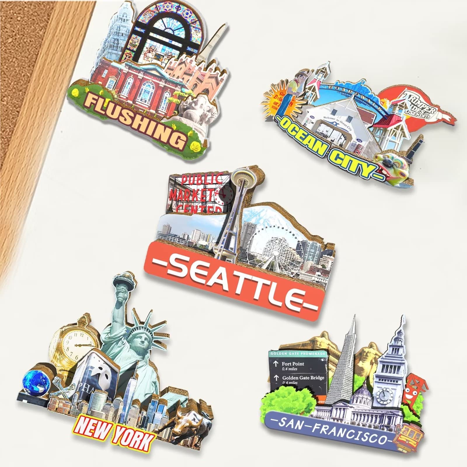 USA Seattle Magnet Fridge Magnet Wooden 3D Landmarks Travel Collectible Souvenirs Decoration Handmade