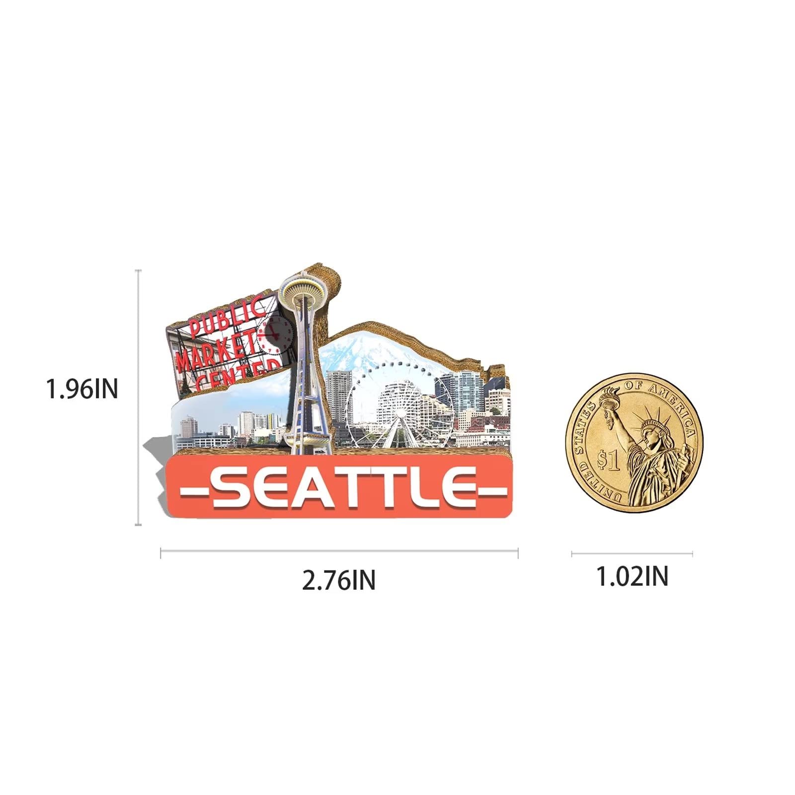 USA Seattle Magnet Fridge Magnet Wooden 3D Landmarks Travel Collectible Souvenirs Decoration Handmade