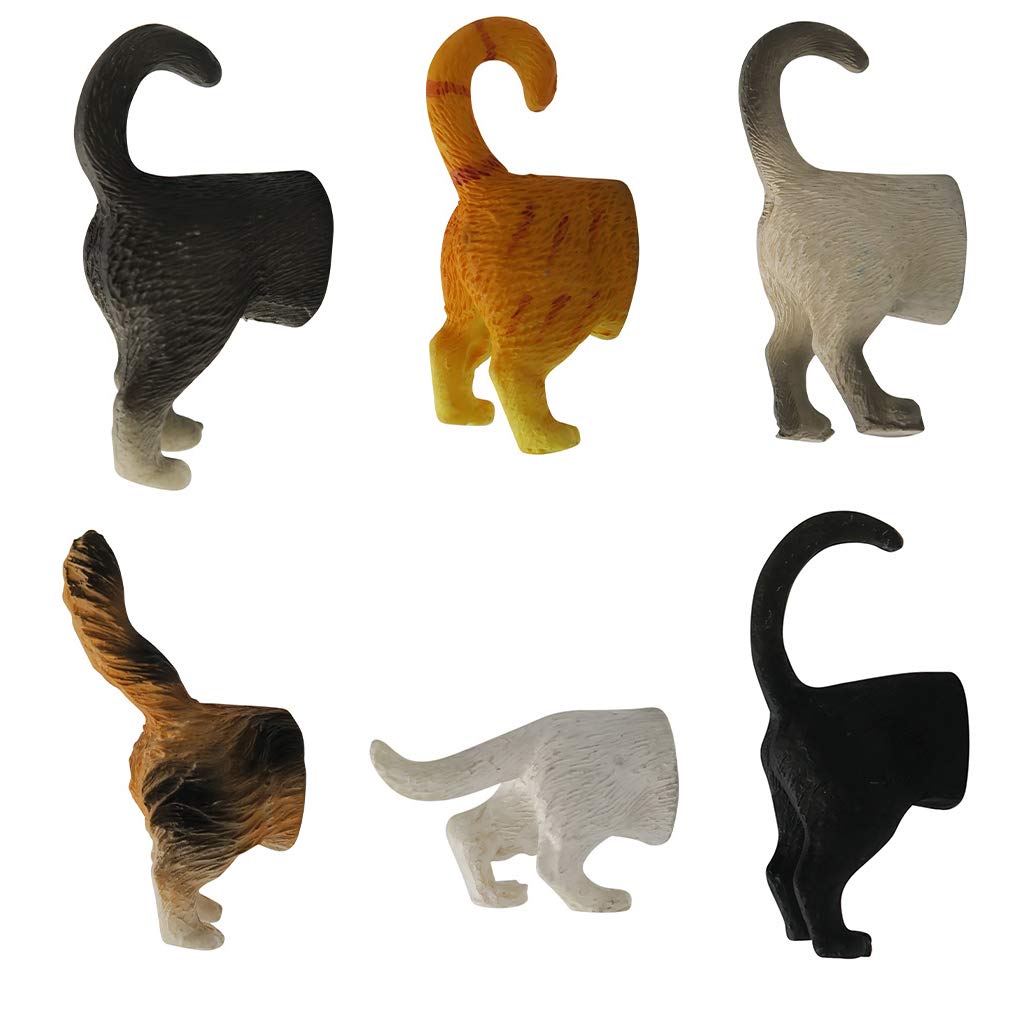 6 Pack - Evelots Refrigerator Magnets-Cat Butts-Photo/Key Holder-6 Popular Breeds