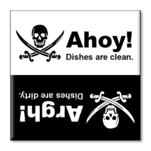 clean dirty dishwasher magnet novelty sign - funny pirate party skull gag gift