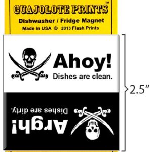 Clean Dirty Dishwasher Magnet Novelty Sign - Funny Pirate Party Skull Gag Gift