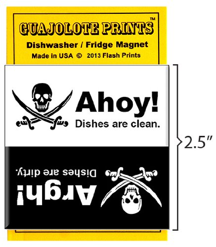 Clean Dirty Dishwasher Magnet Novelty Sign - Funny Pirate Party Skull Gag Gift