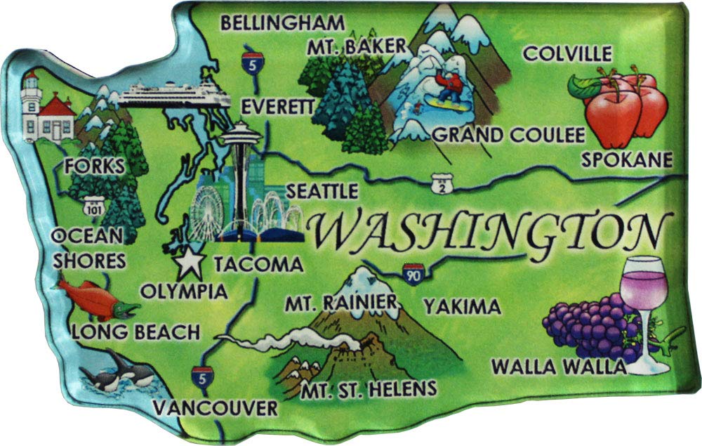 Washington - Acrylic State Map Refrigerator Magnet